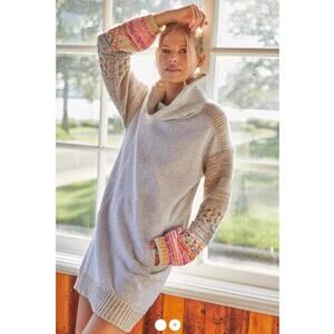 Daily Practice Anthropologie Cowl Neck Tunic Dress Soft Oversized Cozy XXS  Gray